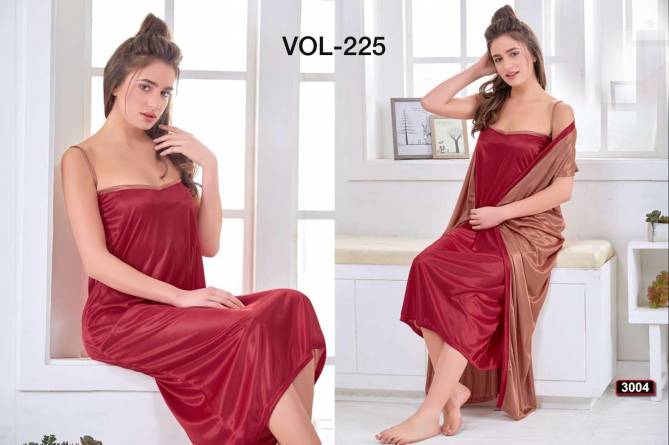 Ft Satin 225 Top With Jacket Night Wear Heavy Stain Night Suits Collection